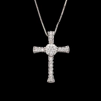 HÄNGE MED KEDJA, 18K vitguld, briljantslipade diamanter. Total vikt ca 2 g.