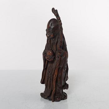A Chinese Shoulao bamboo figure, Qing dynasty (1644-1912).
