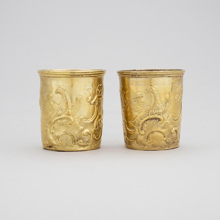 BÄGARE, mässing /Argent haché, troligen sent 1700-tal, Ryssland.