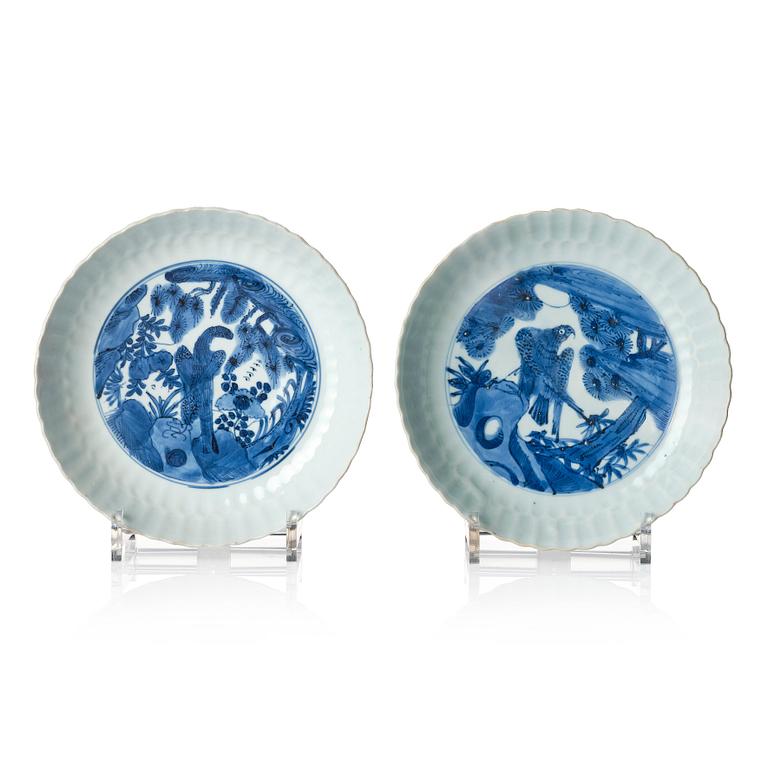 A set of two blue and white dishes, Ming dynasty, 17th century.