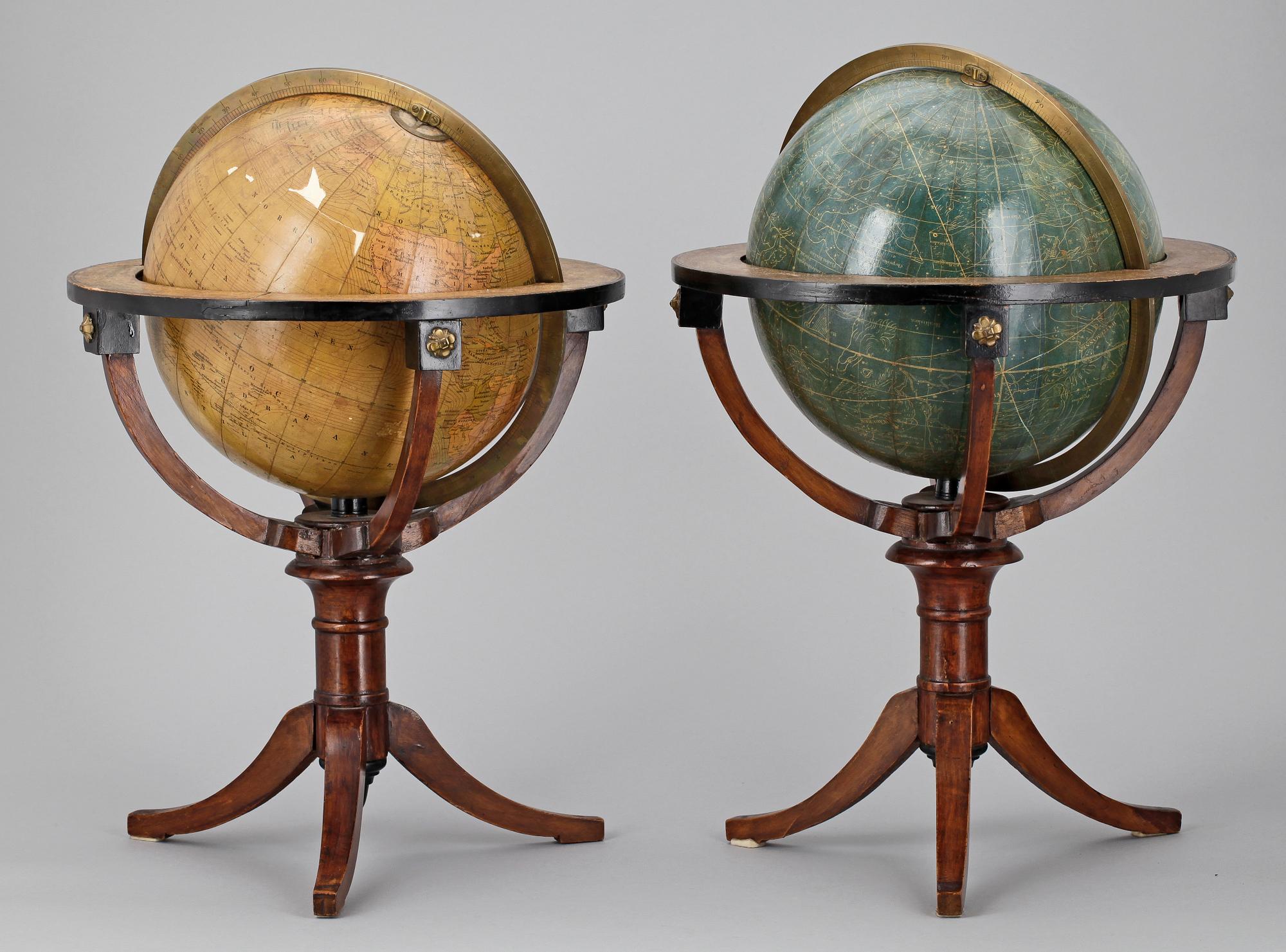 JORDGLOB samt HIMMELSGLOB, Sverige, N Selander samt L.C.Hasselgren, 1800-tal,