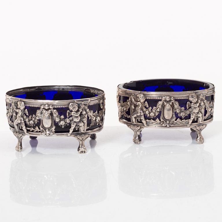 A. Louis Casse, salt cellars, a pair, silver, Paris, 1784.