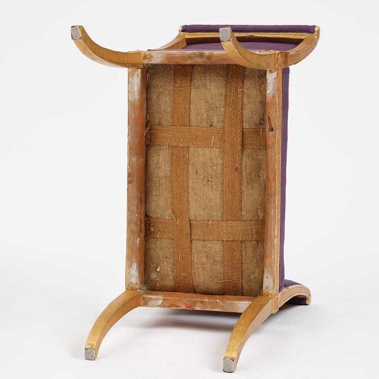 A late Gustavian giltwood stool, Stockholm, late 18th century.