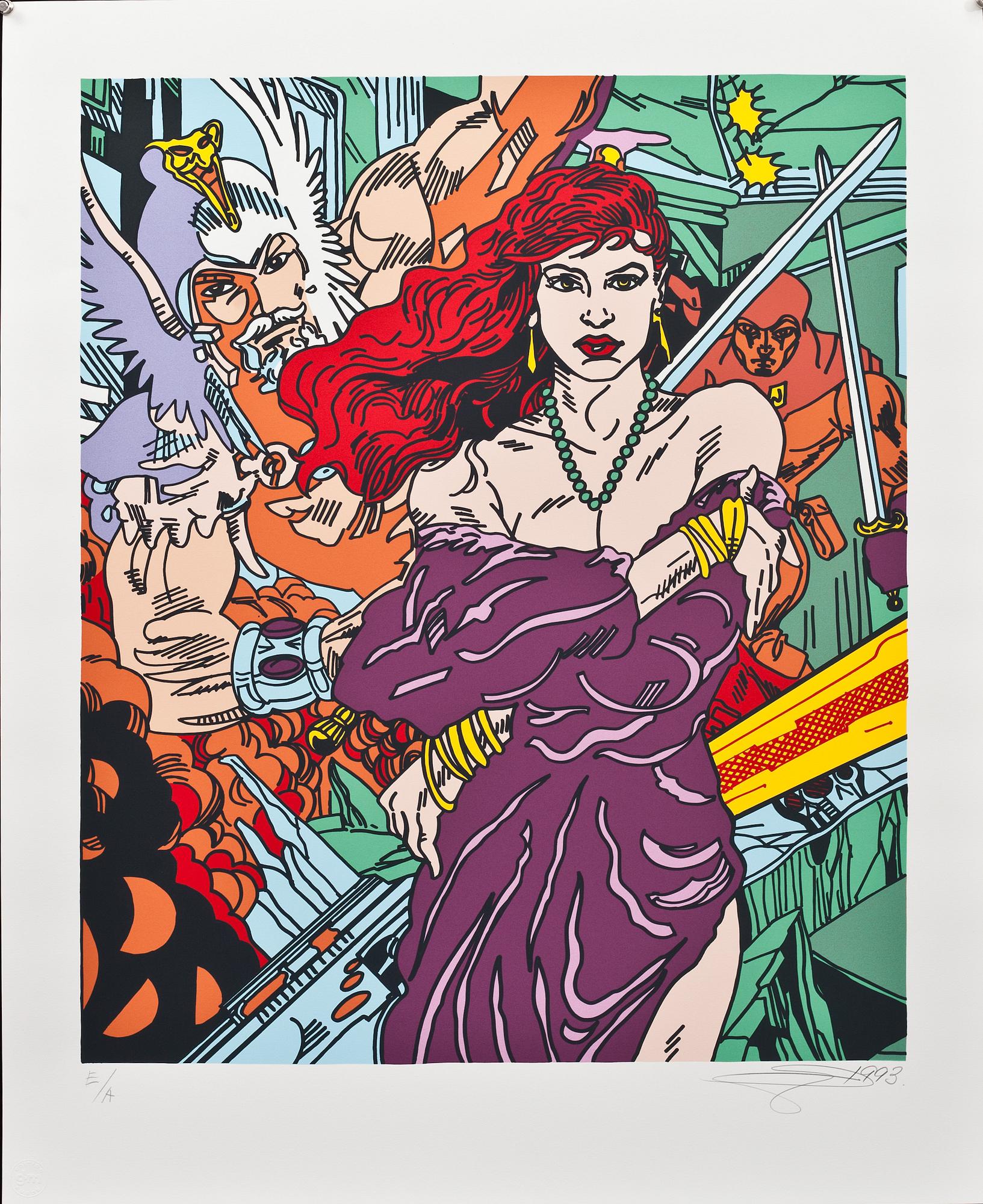 GUDMUNDUR ERRÓ, färglitografi. Signerad och daterad 1993, E.A.