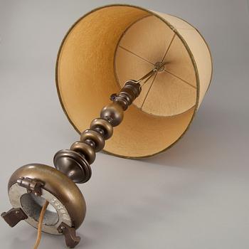 BORDSLAMPA, metall, 1930-40-tal.