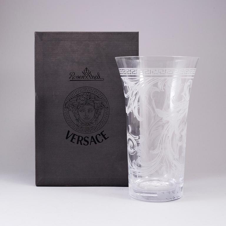 A glass vase 'Arabesque' by Versace for Rosenthal, Germany.