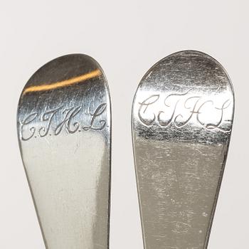 Nine Swedish silver spoons, early 19th century.