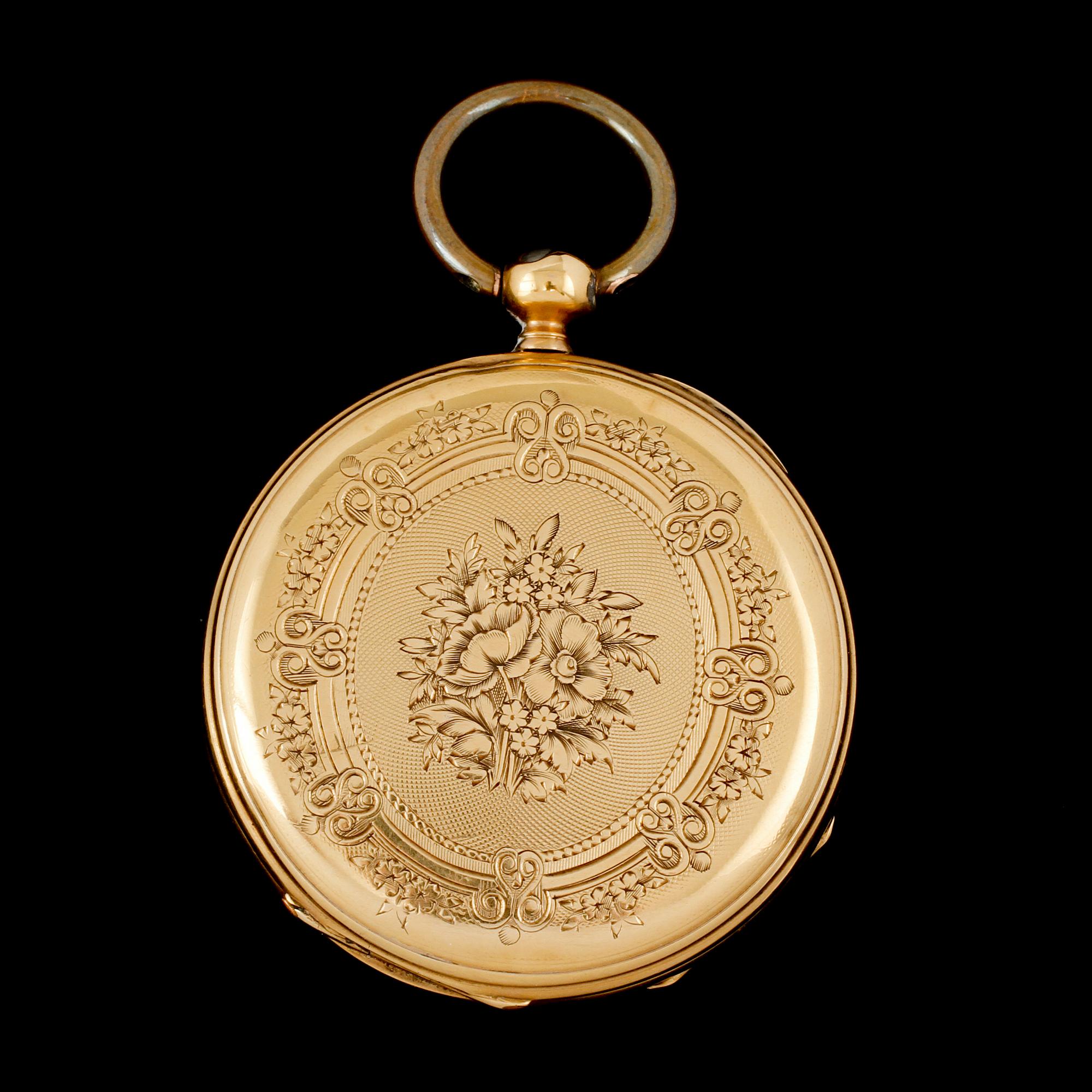 FICKUR, 18K guld samt klockställ, sekelskifte 1800/1900-tal.