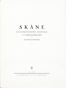 WALDEMAR BERNHARD, mapp, träsnitt "Skåne". Numr 102/525.