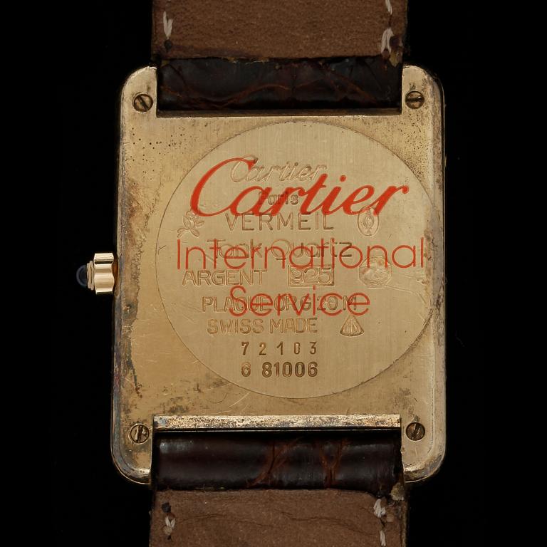 ARMBANDSUR, Cartier, Tank, De Must, förgyllt silver, quartz.