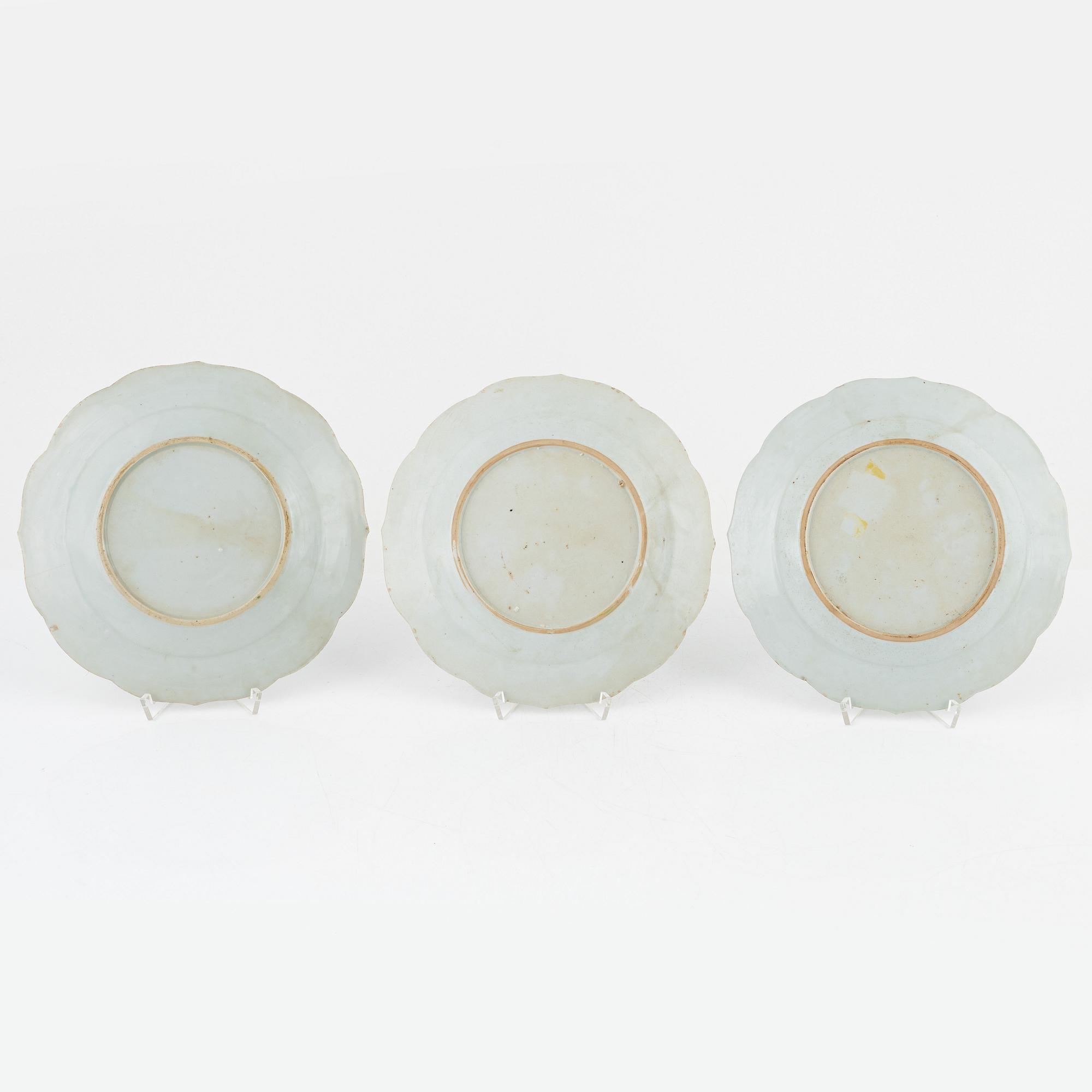 Stekfat samt tallrikar, 4 st, porslin, Kina, Qianglong (1736-95).