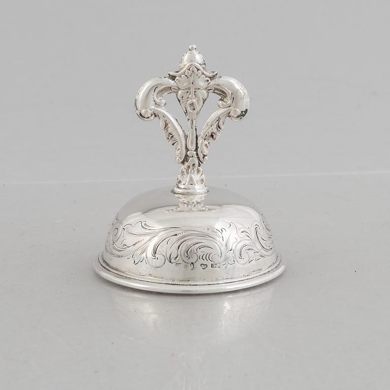 A Swedish silver table bell, mark of Christopher Creutz, Stockholm 1857.