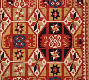 Täcke, rölakan, ca 180,5-182 x 108-113,5 cm, Skåne 1834. Gärds/Villands härad.