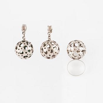 Liisa Vitali, earrings and ring, silver.