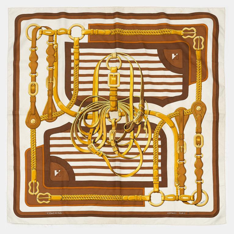 Hermès, a 'Coaching' silk scarf.