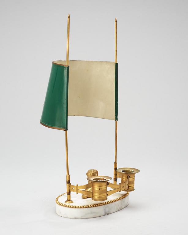 LÄSLAMPA, för två ljus. Sengustaviansk, omkring år 1800.