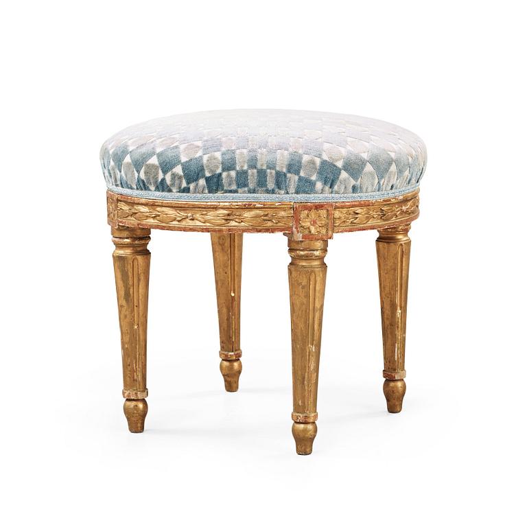 A gilded gustavian stool by E Levin.