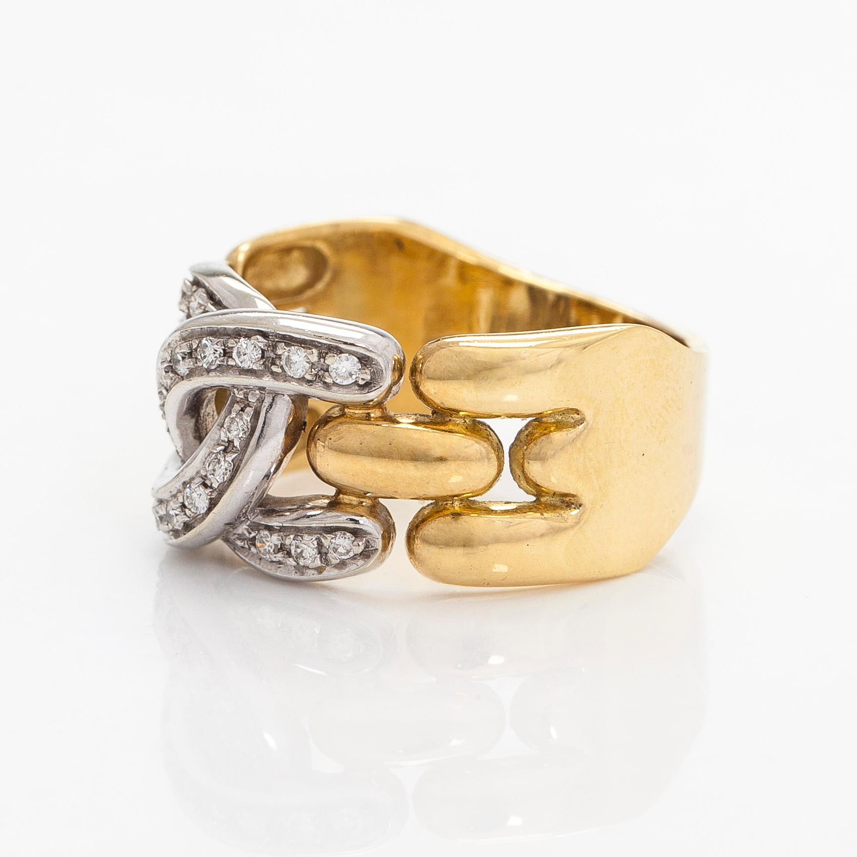 Ring, brilliant cut diamonds, 18K gold and white gold,