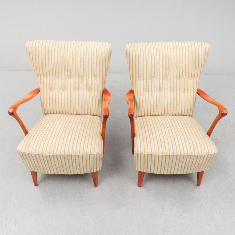 SOFFA SAMT FÅTÖLJER, ett par, 1940-/50-tal.
