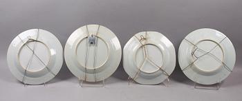 TERRIN samt TALLRIKAR 6 st, porslin, Kina. 1700/1800-tal.