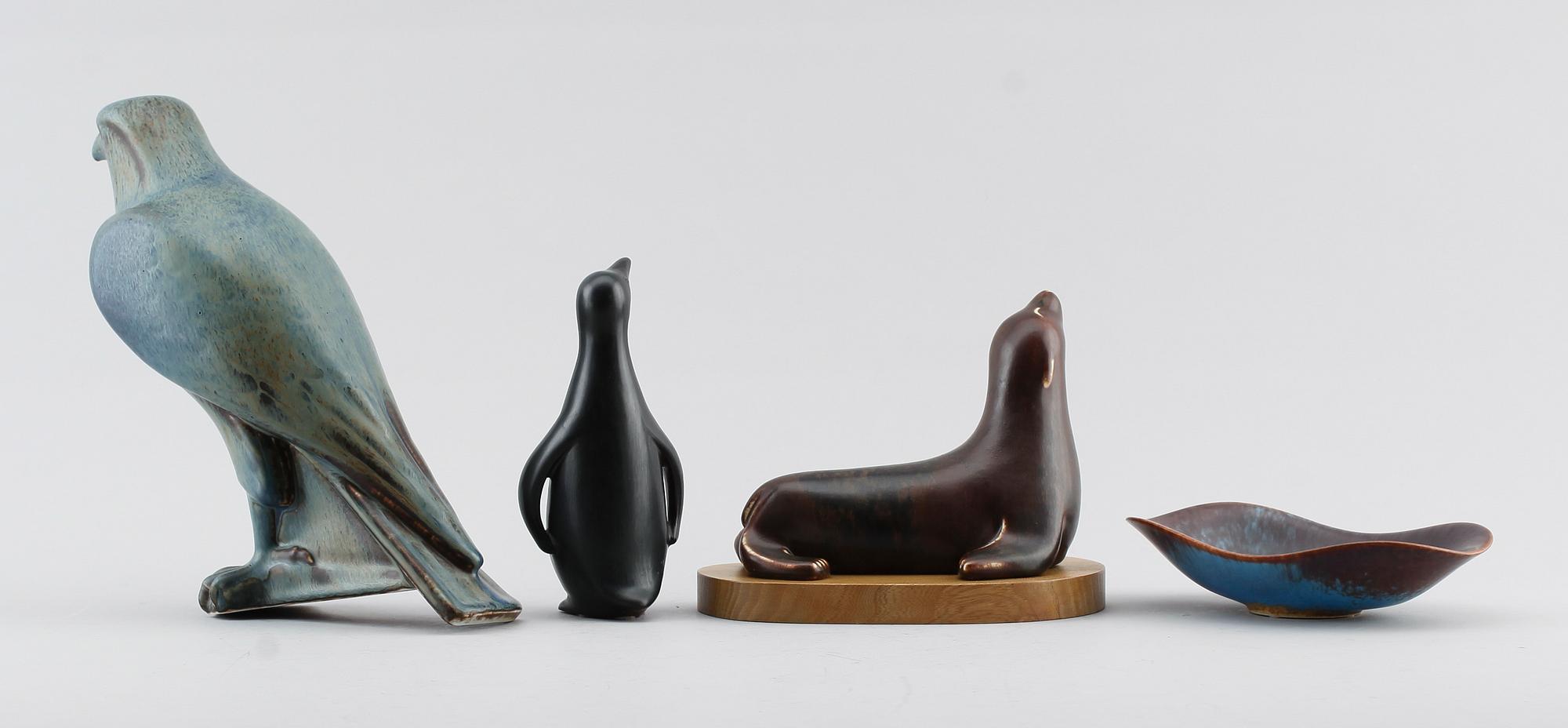 FIGURINER OCH SKÅL, stengods, Gunnar Nylund, Rörstrand.