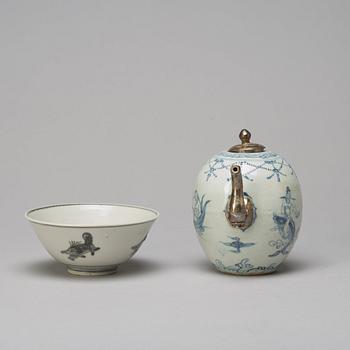 A South East Asian tea pot and bowl, 20th Century.