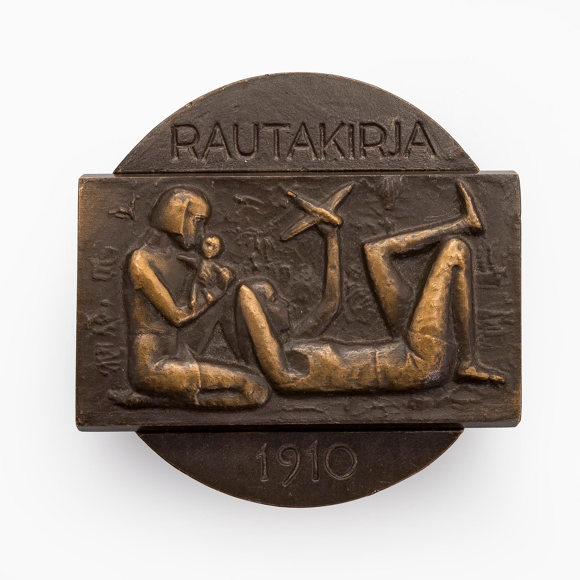 Kauko Räsänen, medalj, "Rautakirja 1910", signerad Kauko Räsänen 1985.