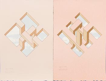 Oscar Reutersvärd, färglitografier fyra st, signerade 46/120 samt EA.