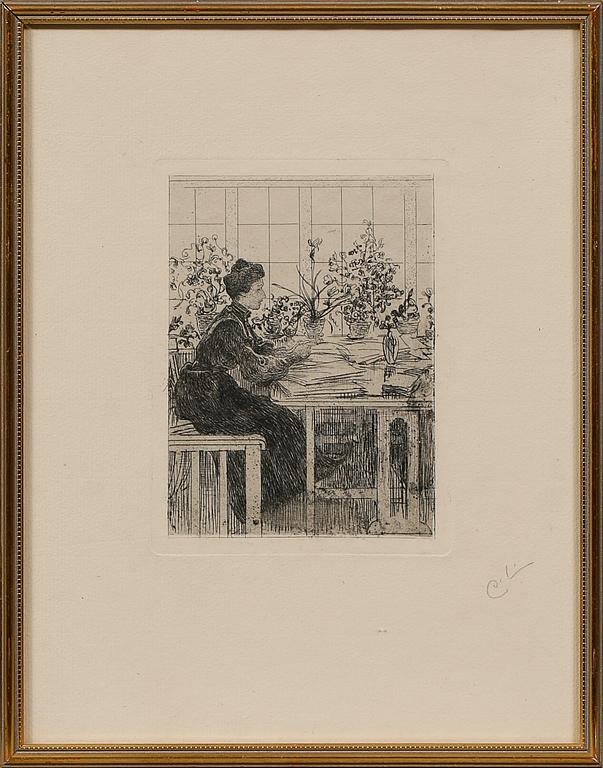 CARL LARSSON, etsning, monogramsignerad.