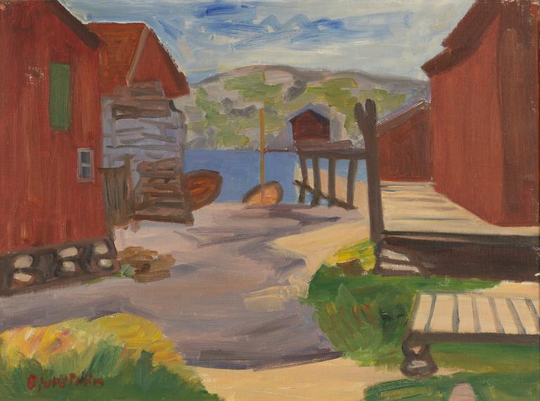 Tor Bjurström, Kustmotiv med sjöbodar.