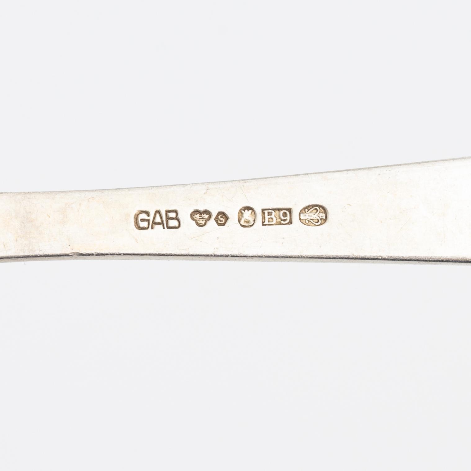 Jacob Ängman, a 73-piece silver cutlery set, 'Rosenholm', GAB, Stockholm, 1948-63.