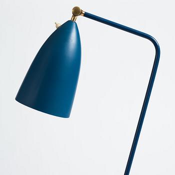 Greta Magnusson Grossman, a Swedish Modern blue lacquered G-33 (Grasshopper) floor light, Bergboms, Malmö, 1950s.