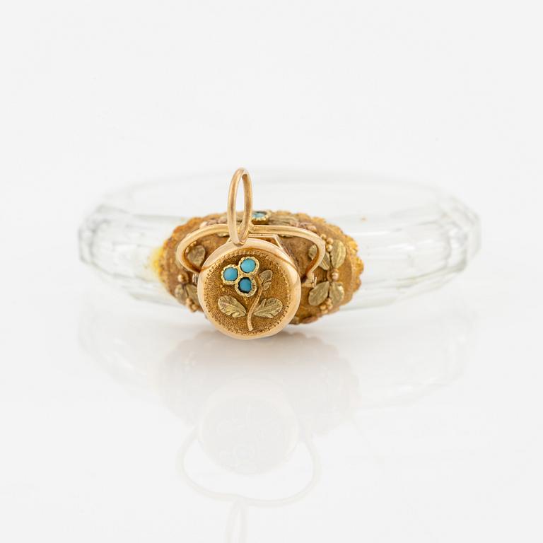 18K gold and glass flacon.