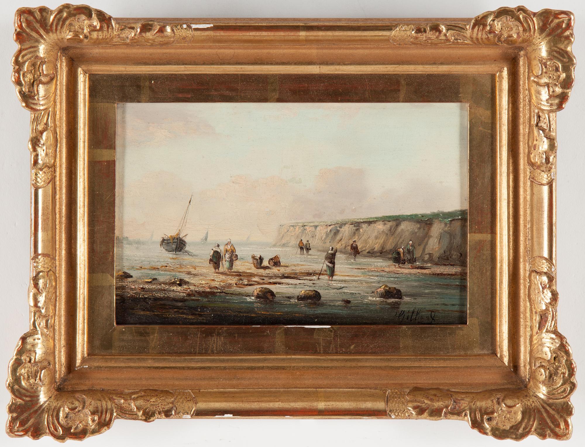 OKÄND KONSTNÄR, ett par, olja på pannå, otydligt signerade, 1800-talets andra hälft.