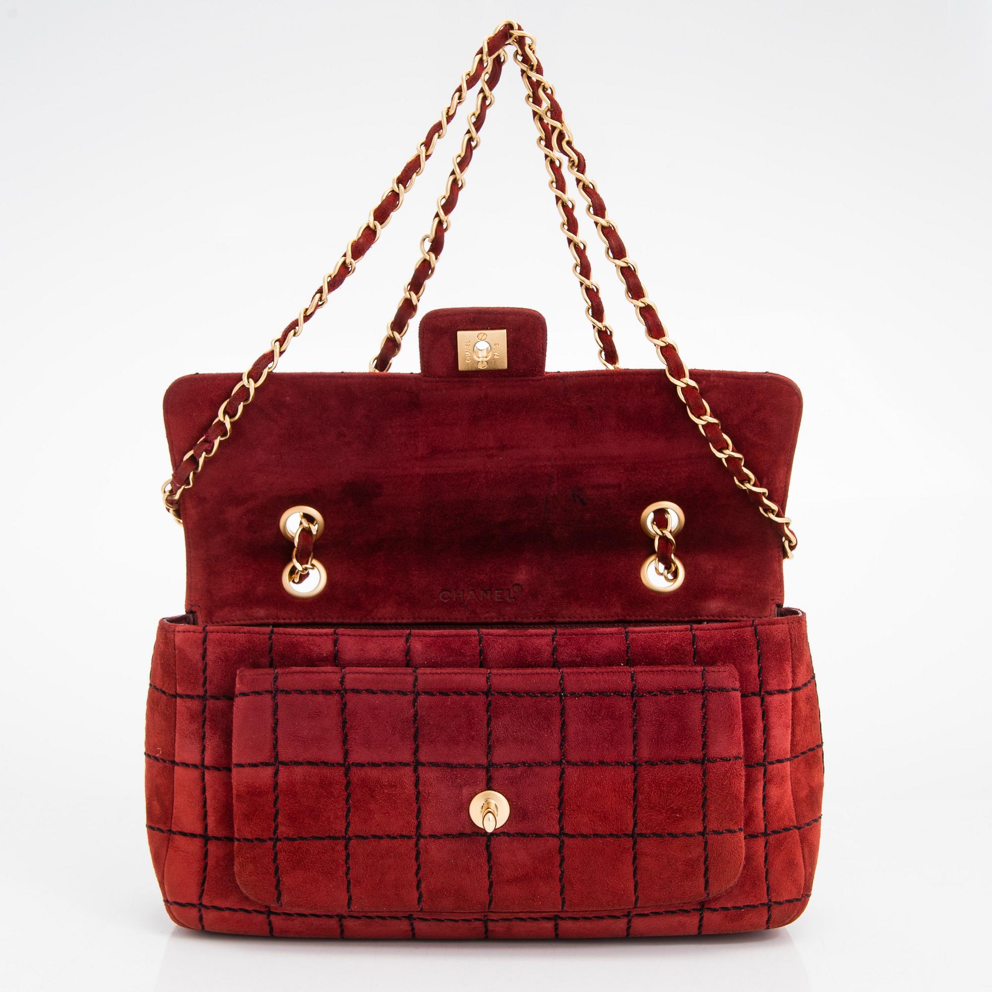 Chanel, a Suede Chocolate bar flap bag, 2000-2002.