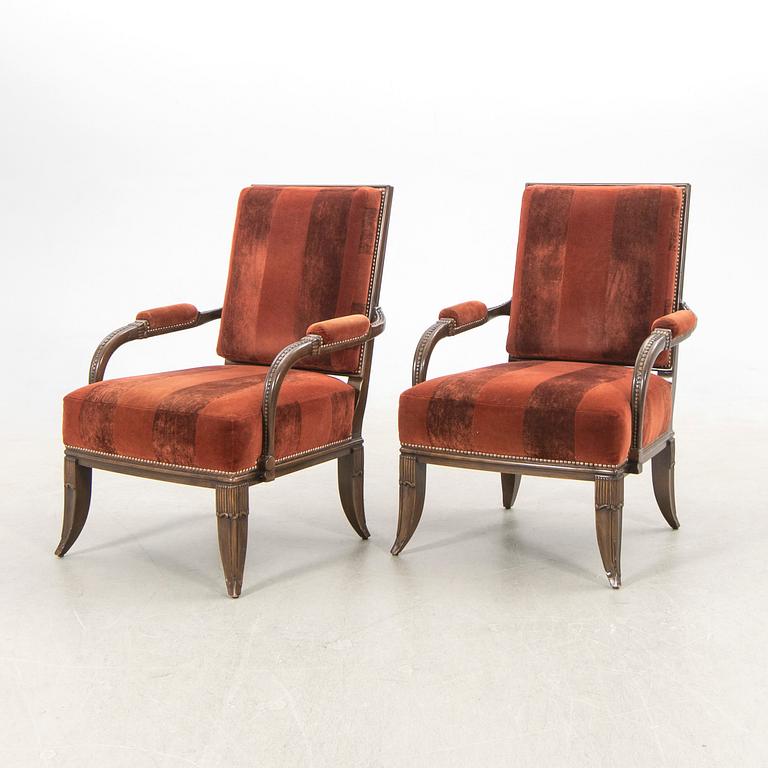 Lucien Rollin, armchairs, a pair, Art Deco style, late 20th century/early 21st century.