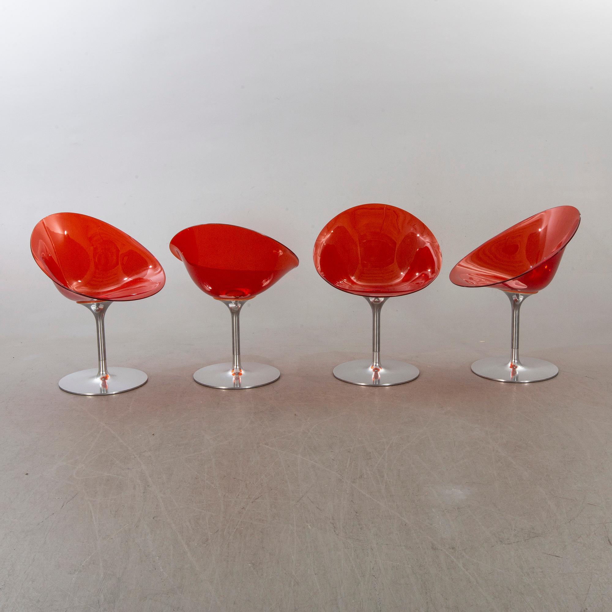 STOLAR, 4 st, "Eros" Philippe Starck för Kartell, märkta.