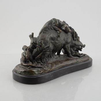 A. Lecourtier, Vildsvinsjakt.