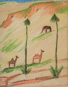 Carl Fredrik Hill, Landscape with exotic animals.