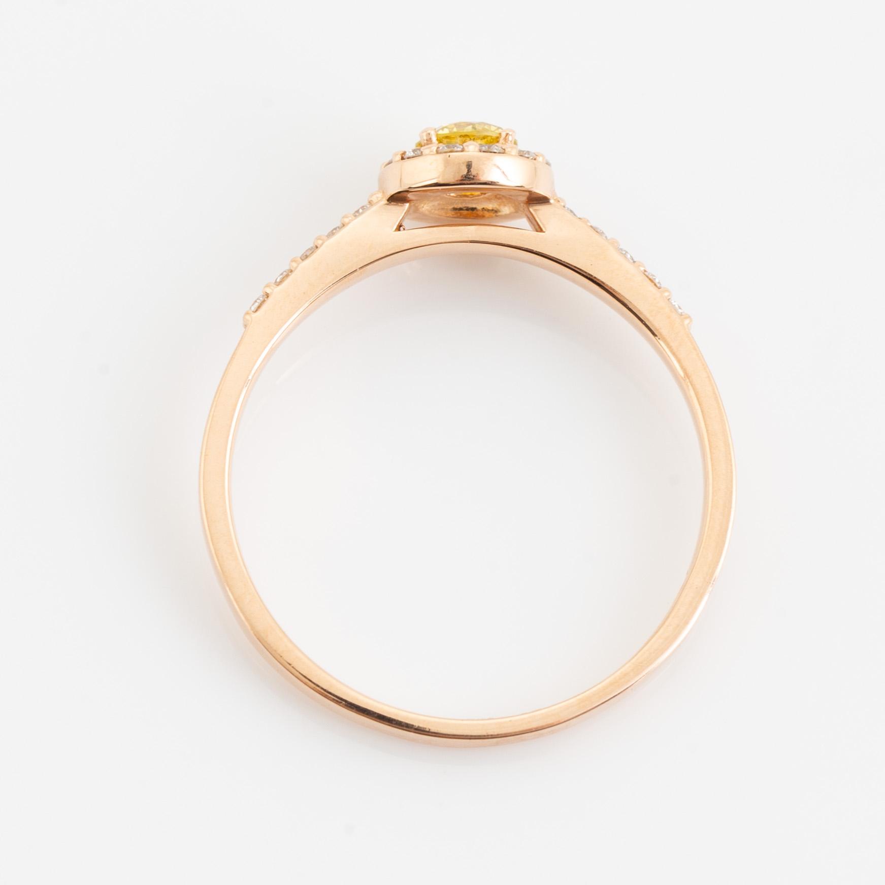 Brilliant cut colour treated yellow diamond ring.