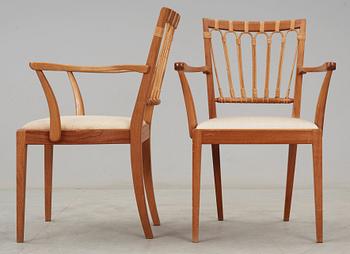 A pair of Josef Frank mahogany chairs, Svenskt Tenn, model 1165.