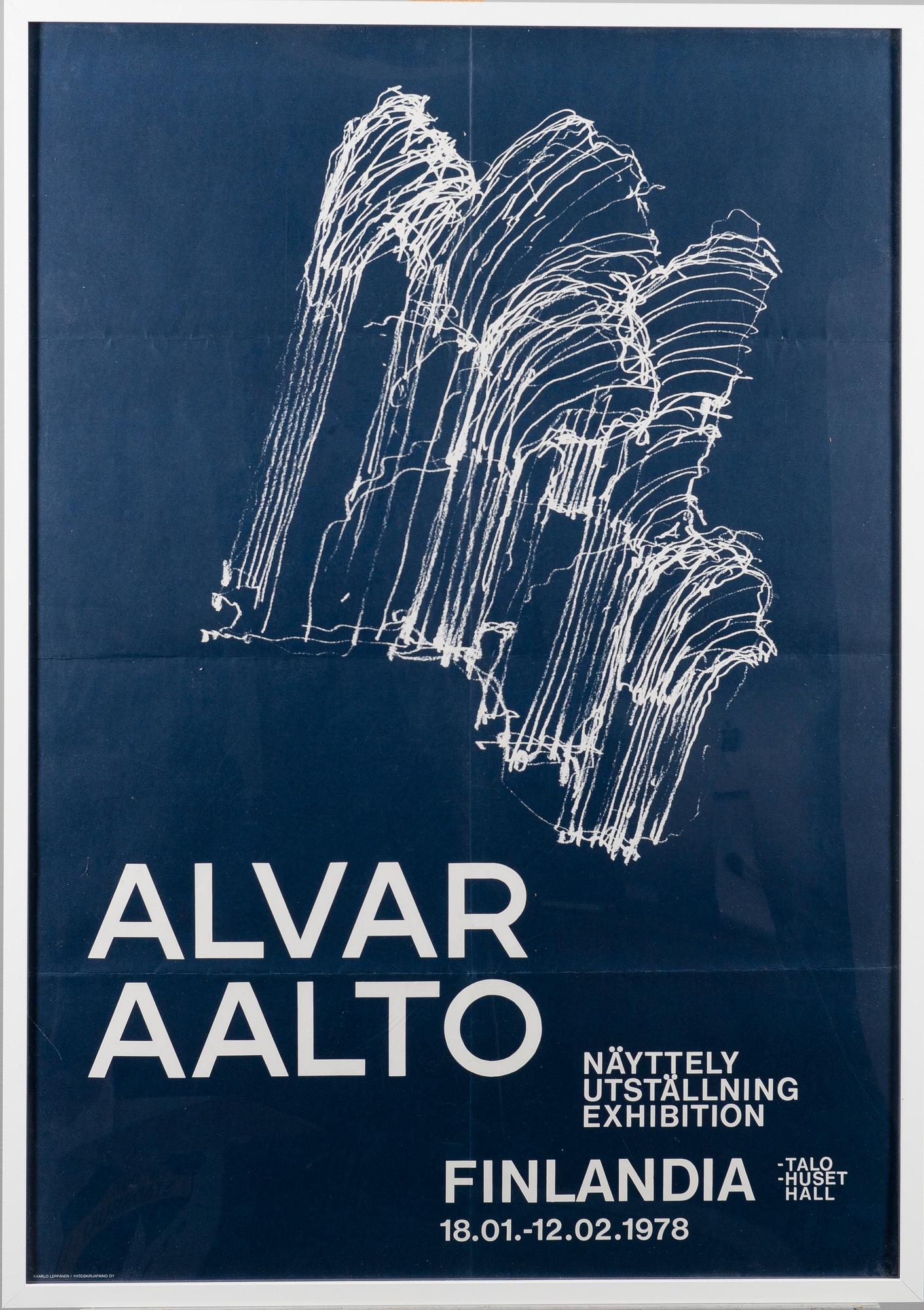 JULISTE, Alvar Aalto Näyttely, Finlandia-talo 18.01.-12.02.1978. Kaarlo Leppänen / Yhteiskirjapaino oy.
