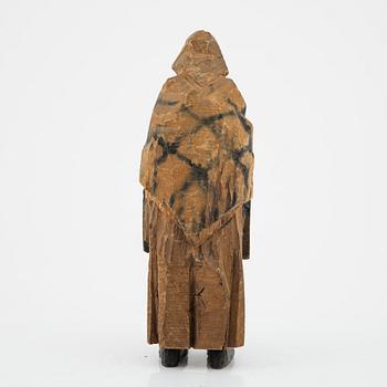 Axel Petersson Döderhultarn, skulptur, signerad. Delvis bemålat trä, höjd 25 cm.