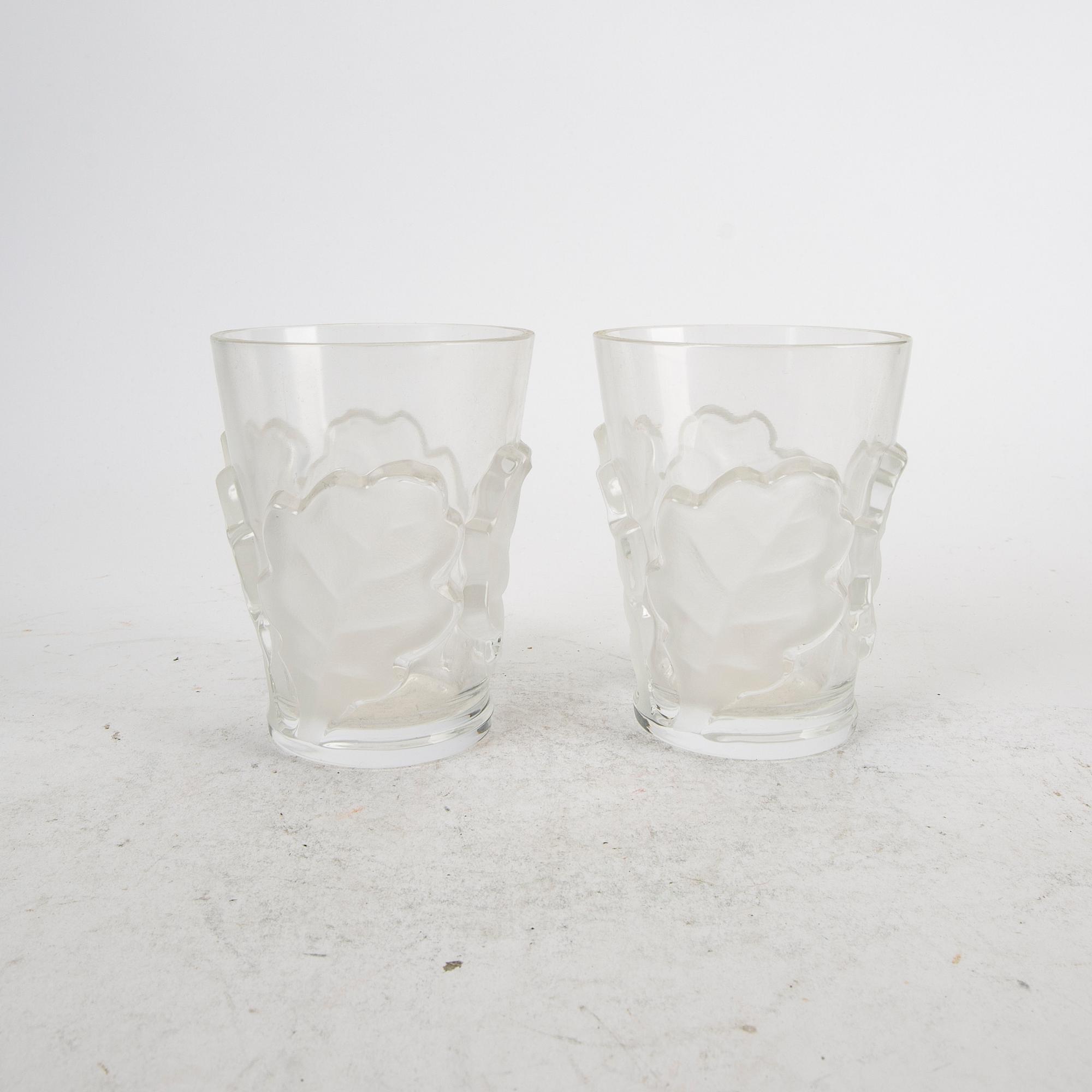 Carafe and 2 bowls and 2 glasses Lalique mid-20th century.