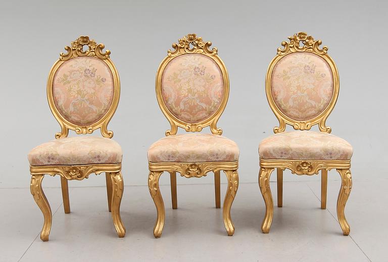 STOLAR, 3 st, rokokostil, 1800-talets andra hälft.