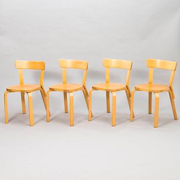 ALVAR AALTO, stolar, 4 st, modell 69, Artek. 1900-talets slut.