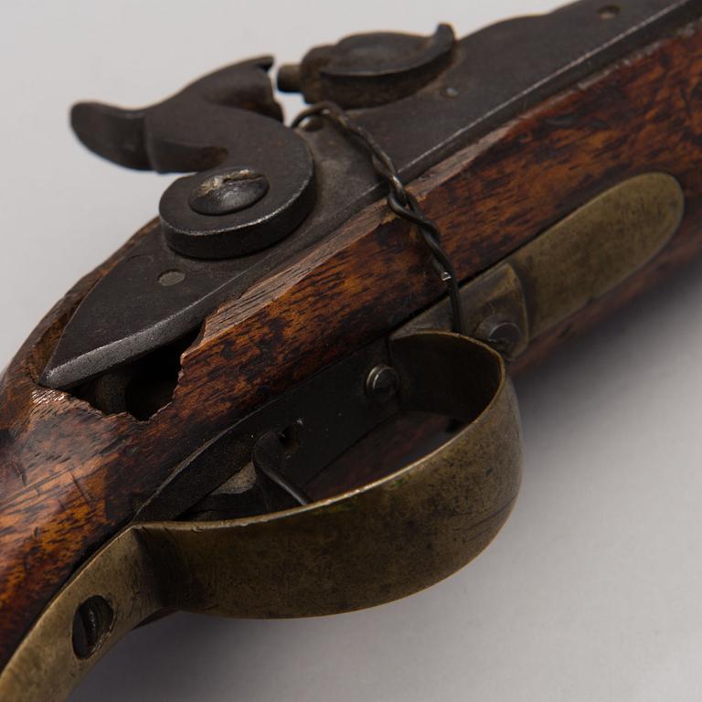 PERCUSSION LOCK PISTOL, 1850s. FLINTLOCK PISTOL, Örebro, Sweden, c. 1800.