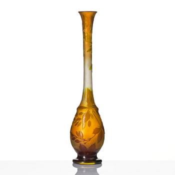Emile Gallé, a set of two Art Nouveau cameo glass vases, Nancy, France.