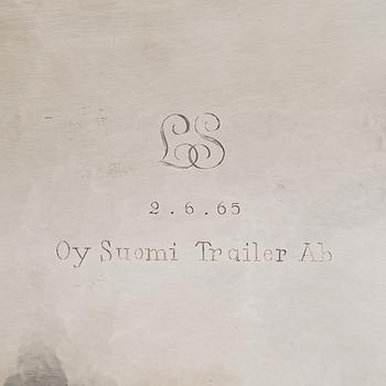 Tapio Wirkkala, leipäkori, hopea ja palisanteri, TW 185, Kultakeskus, Hämeenlinna 1964.