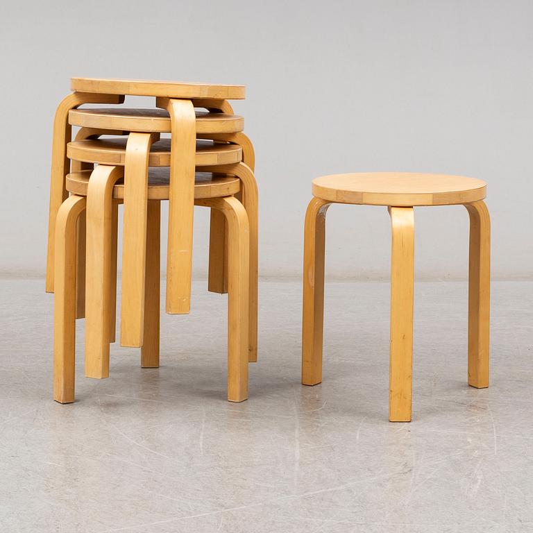 ALVAR AALTO, a set of five 'E60' stools.